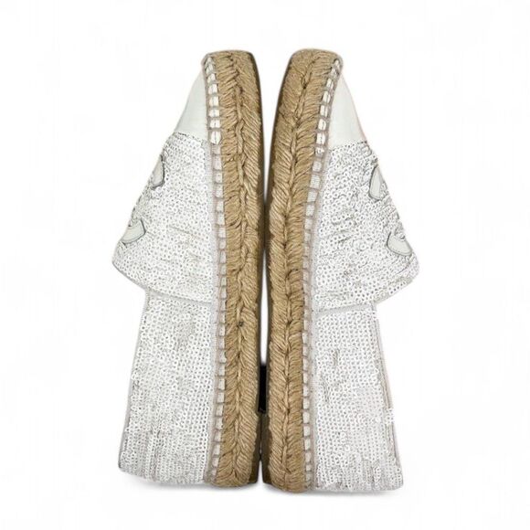 CHANEL White Woven Interlocking CC Logo Sequin Flat Espadrilles Size EU37 - Picture 12 of 15